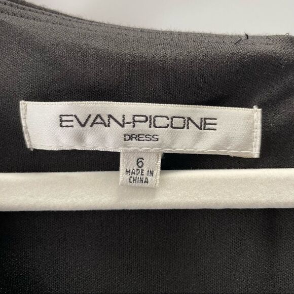 [6] Evan Picone Neutral Tone Plaid Sleeveless Belted Midi Dress Black Tan & Grey - Picture 14 of 16